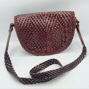 De Vecchi Hamilton Hodge Vintage Leather Woven Saddle Bag In Brown